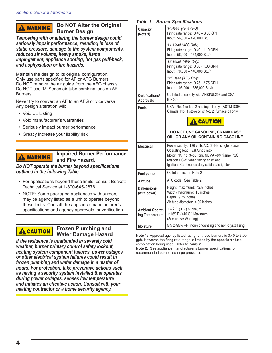 Beckett AFG User Manual | Page 4 / 24