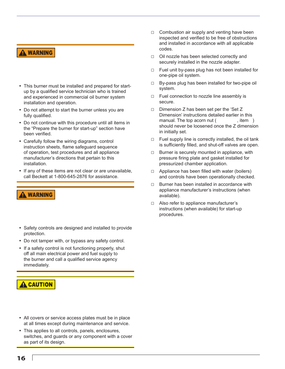 Prepare the burner for start-up | Beckett CF1000 User Manual | Page 16 / 24