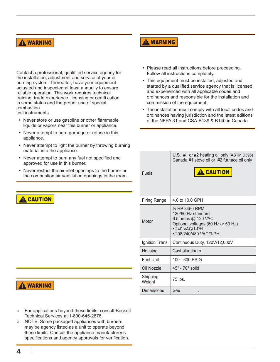 Beckett CF1000 User Manual | Page 4 / 24