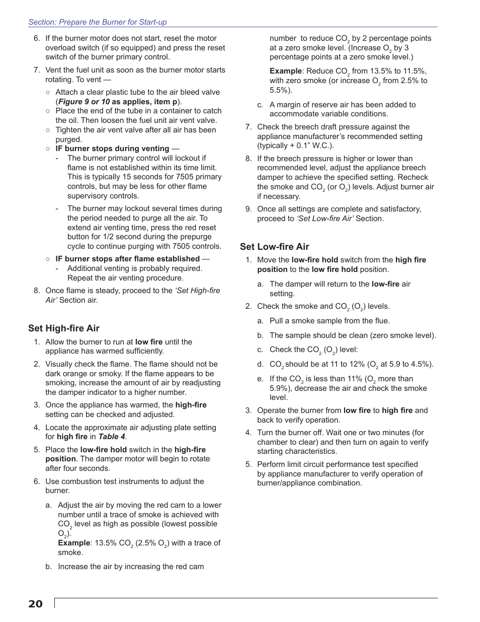 Set low-fi re air, Set high-fi re air | Beckett CF3500A User Manual | Page 20 / 24