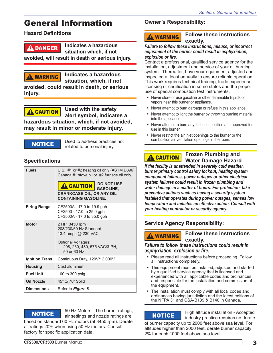 General information | Beckett CF3500A User Manual | Page 3 / 24