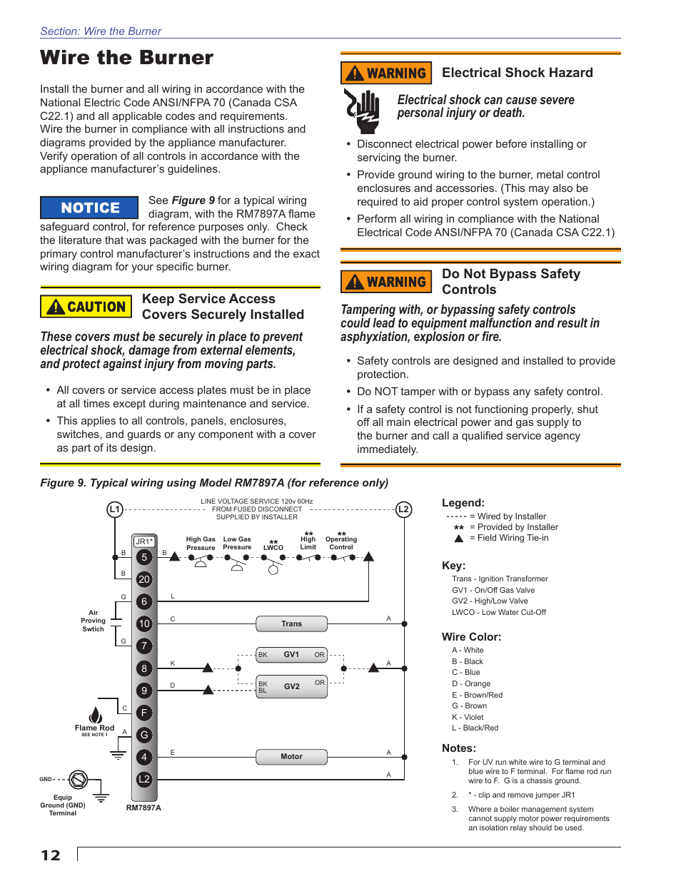 Wire the burner | Beckett CG10 User Manual | Page 12 / 32