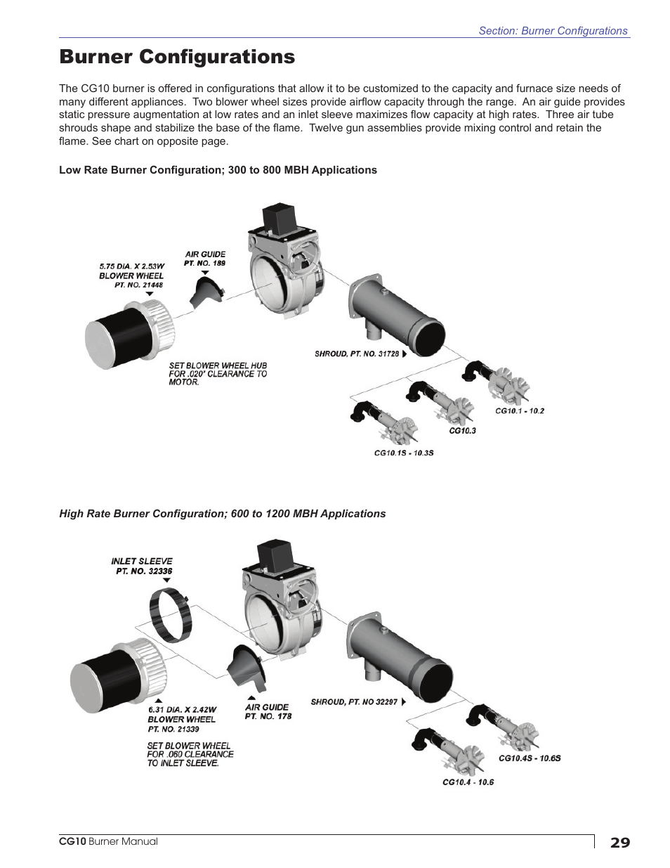 Burner confi gurations | Beckett CG10 User Manual | Page 29 / 32