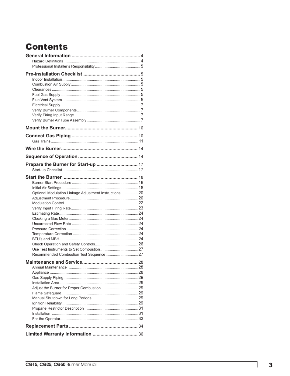 Beckett CG50 User Manual | Page 3 / 36
