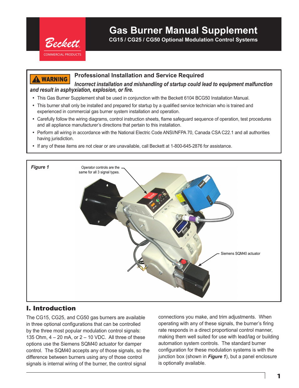 Beckett SQM40 User Manual | 4 pages