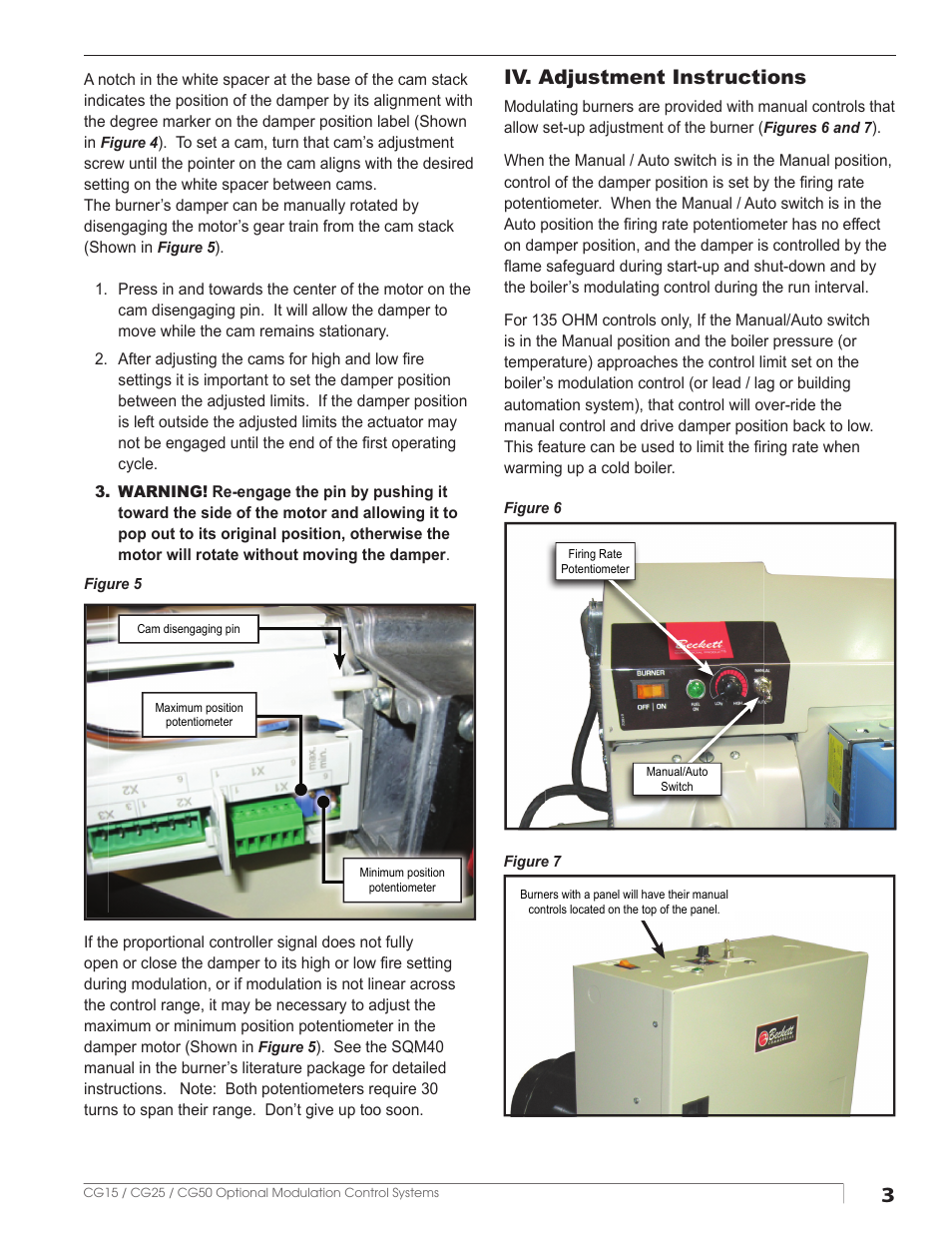 Iv. adjustment instructions | Beckett SQM40 User Manual | Page 3 / 4