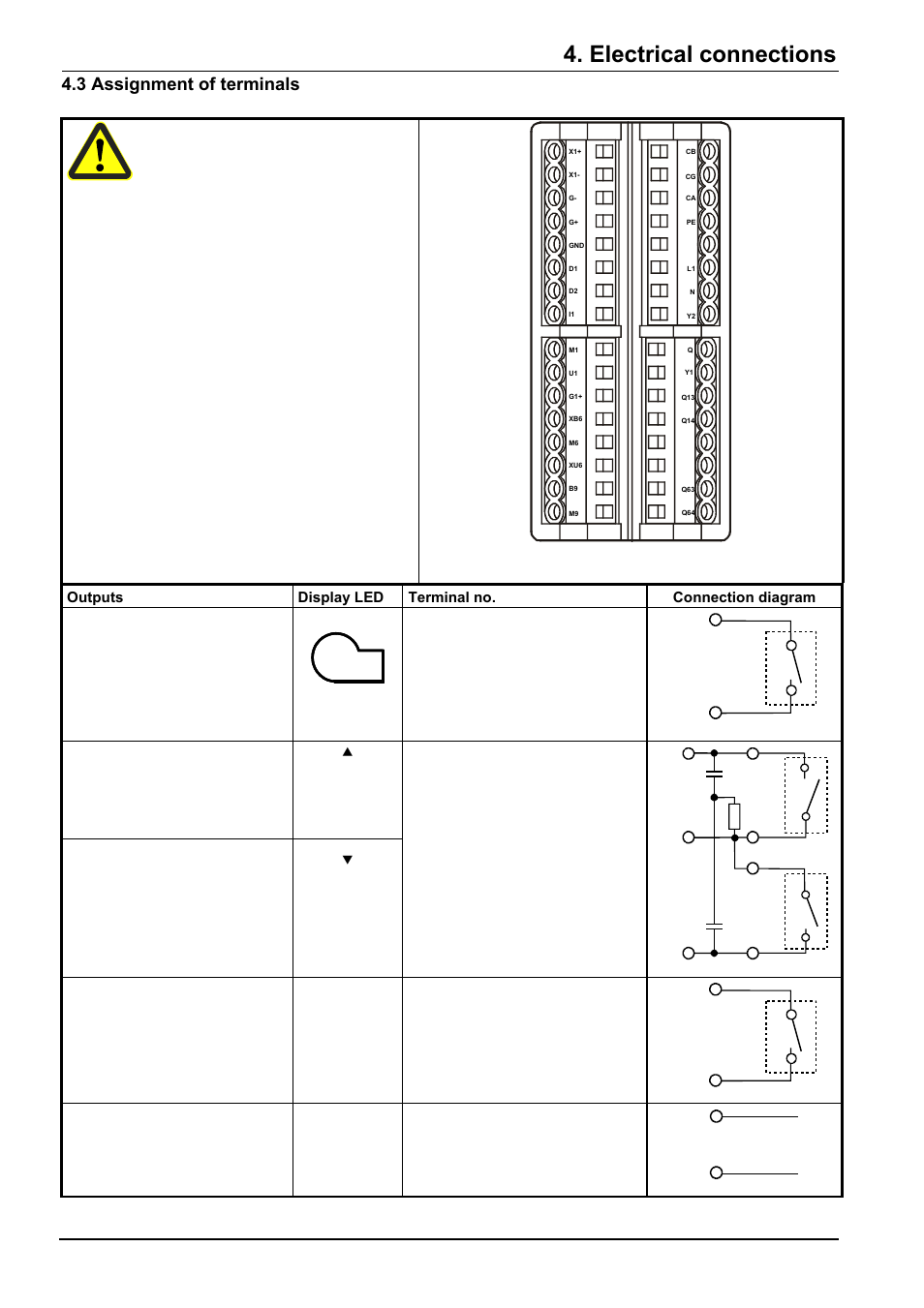 Electrical connections, 3 assignment of terminals, Y1 q y2 | X1+ x1 | Beckett RWF40 Manual User Manual | Page 14 / 57