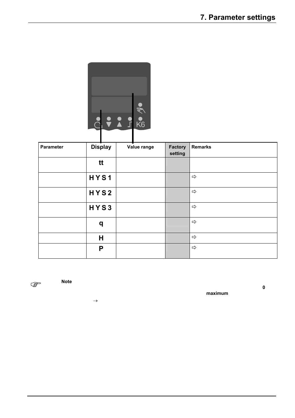 Parameter settings, H y s 1, H y s 2 | H y s 3 | Beckett RWF40 Manual User Manual | Page 37 / 57