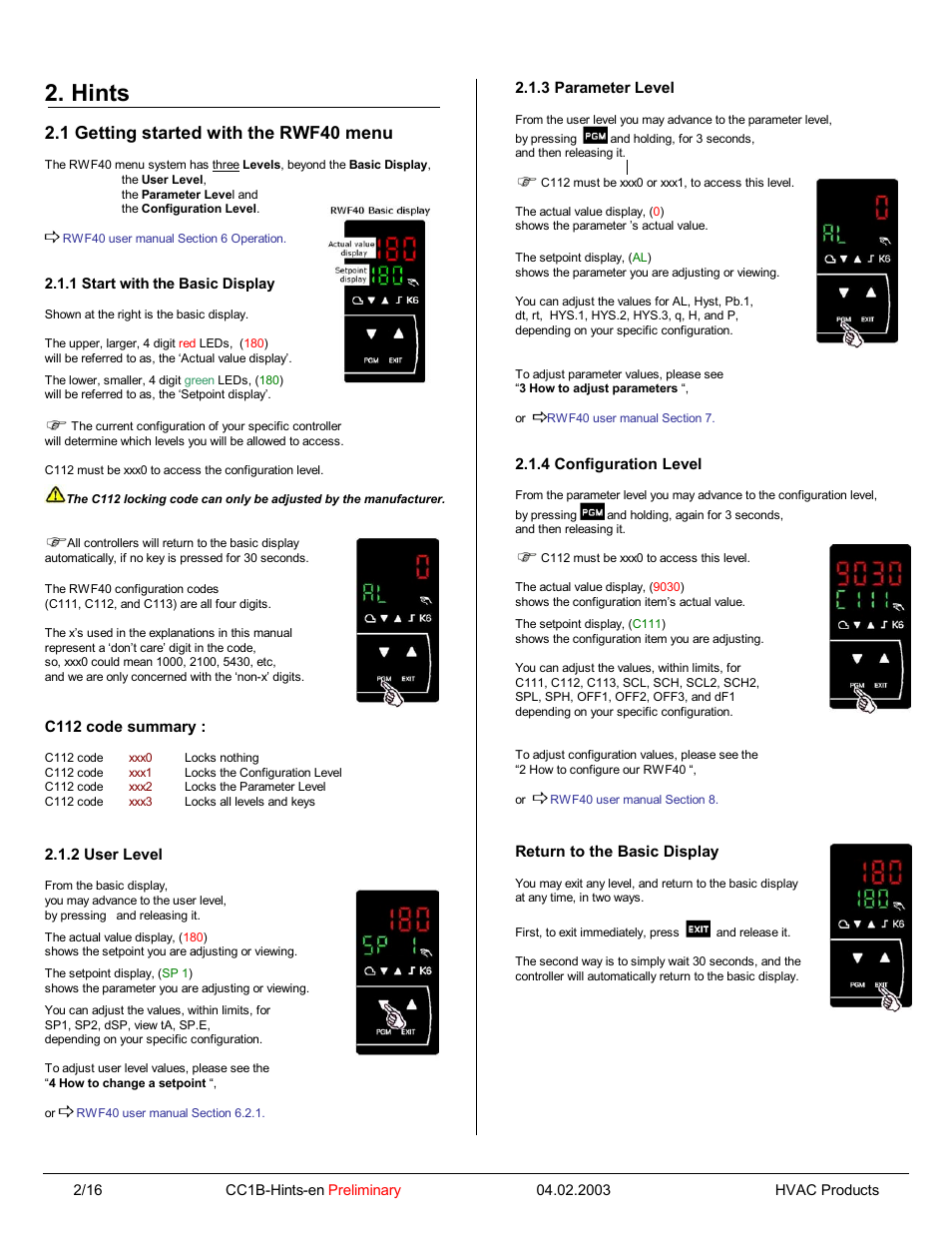 Hints, 1 getting started with the rwf40 menu | Beckett RWF40 Hints Manual User Manual | Page 4 / 15