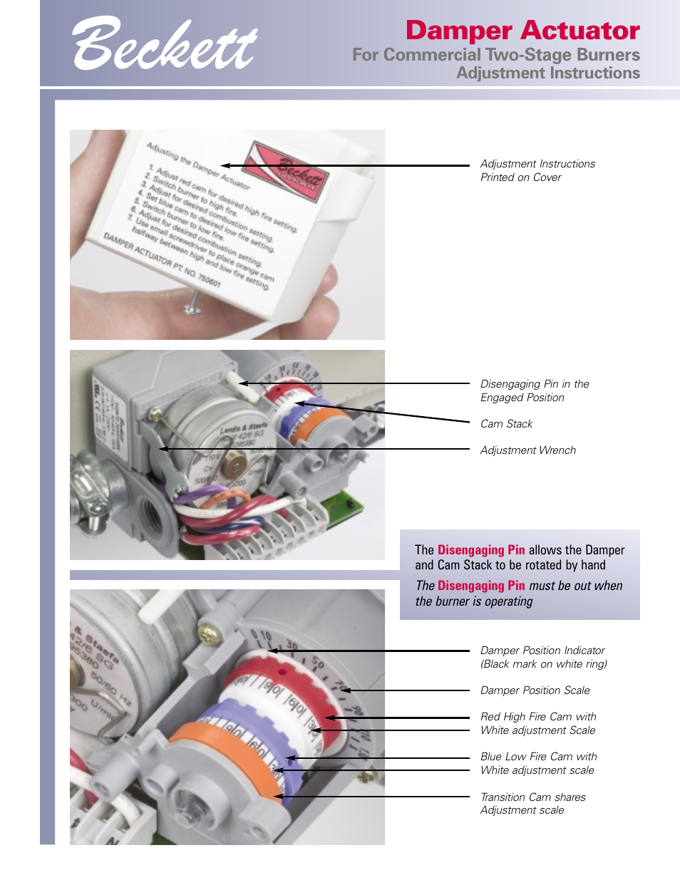 Beckett Damper Actuator User Manual | 2 pages