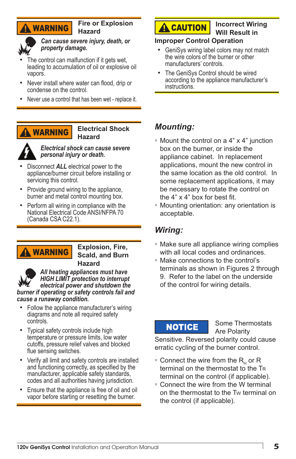 Mounting, Wiring | Beckett 7505 User Manual | Page 5 / 12