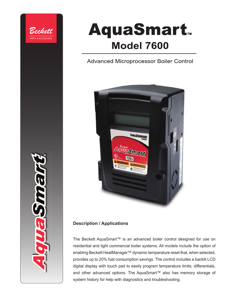 Beckett 7600 AquaSmart Boiler Control User Manual | 36 pages