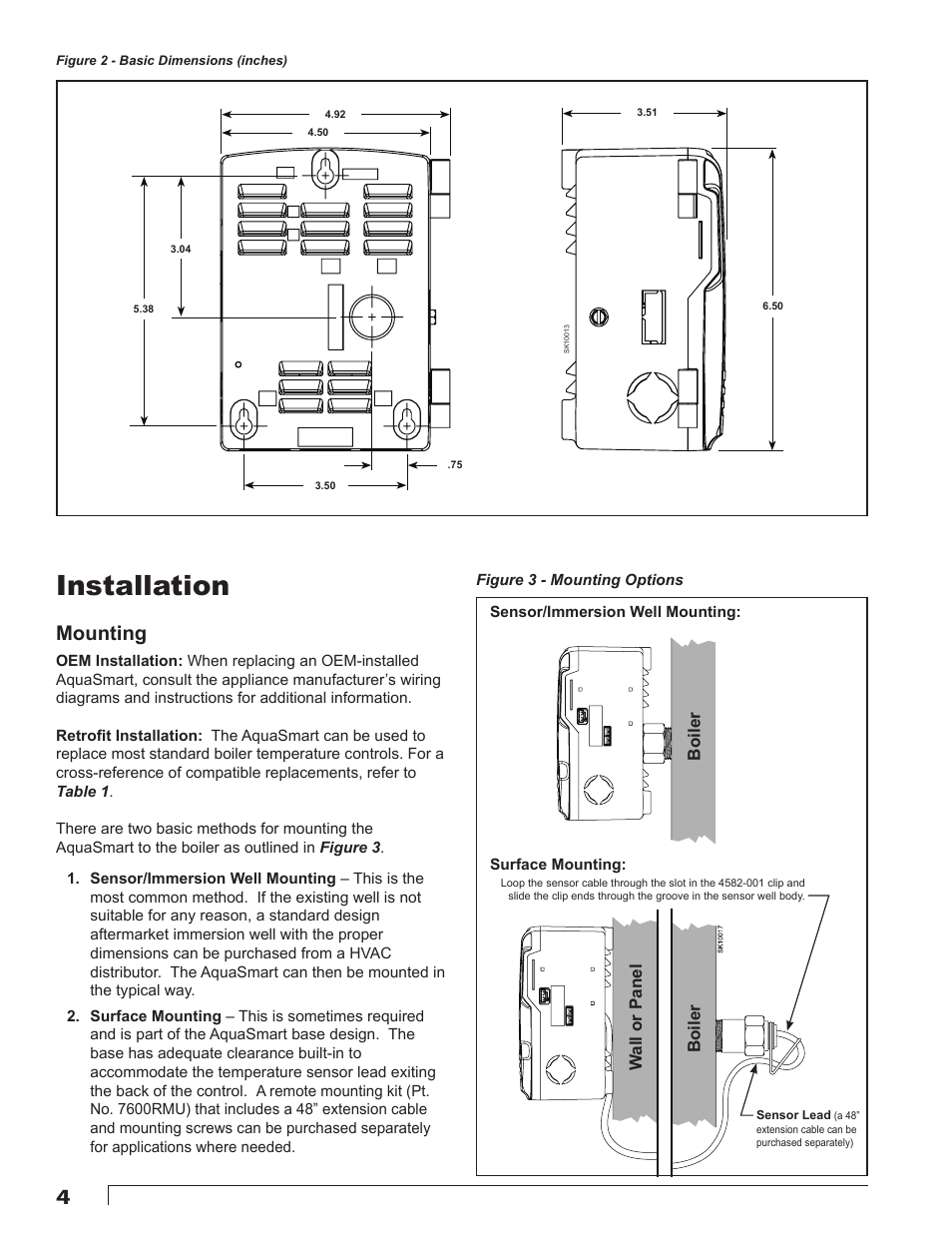 Installation, Mounting | Beckett 7600 AquaSmart Boiler Control User Manual | Page 4 / 36