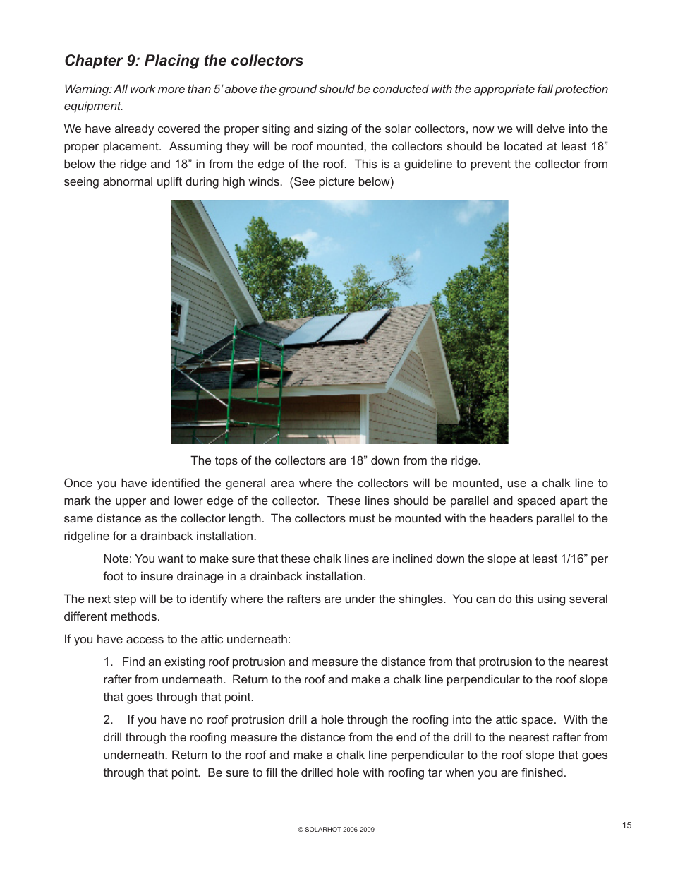 Chapter 9: placing the collectors | Beckett SolarHot User Manual | Page 19 / 28