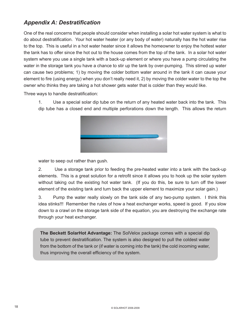 Appendix a: destratification | Beckett SolarHot User Manual | Page 22 / 28