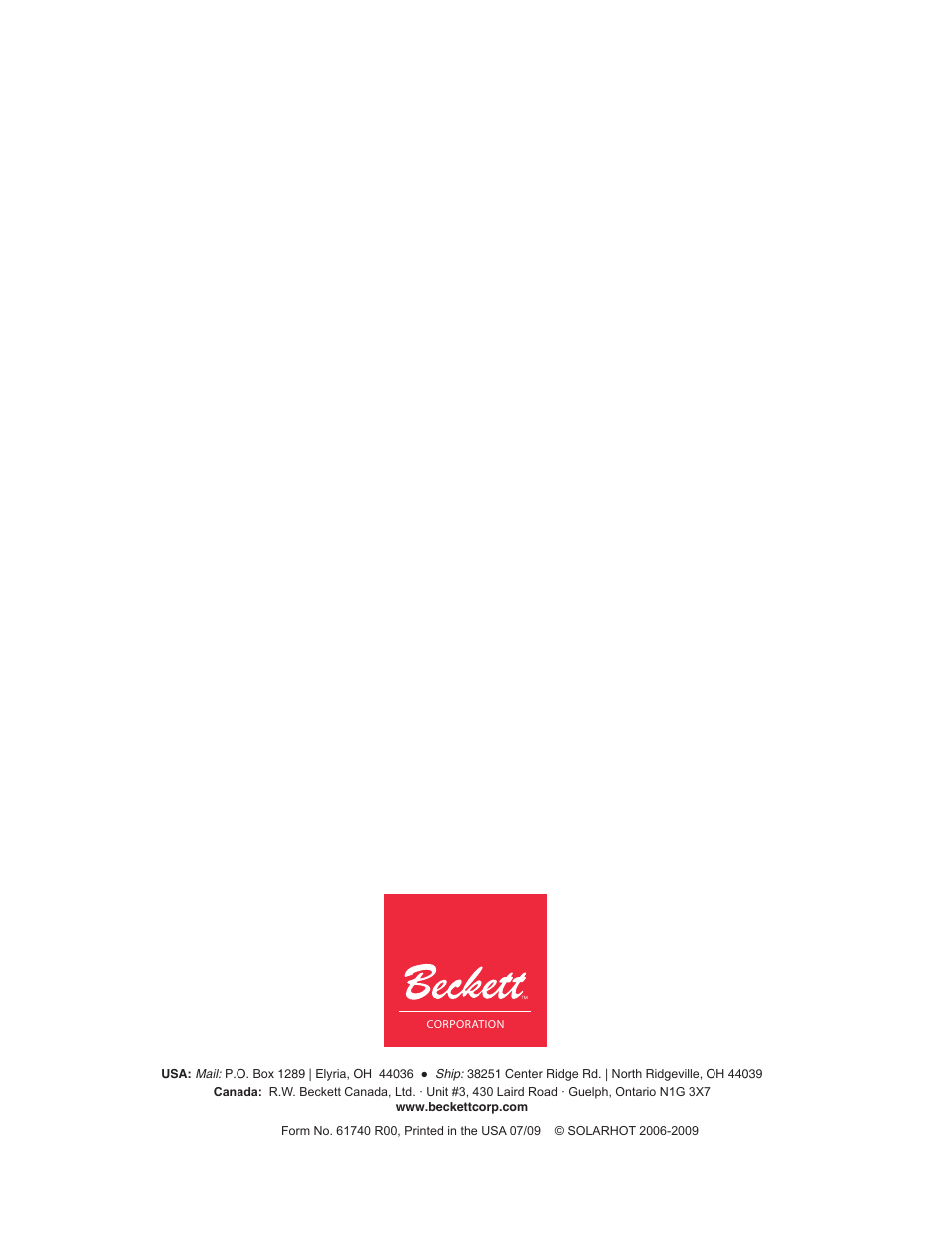 Beckett SolarHot User Manual | Page 28 / 28