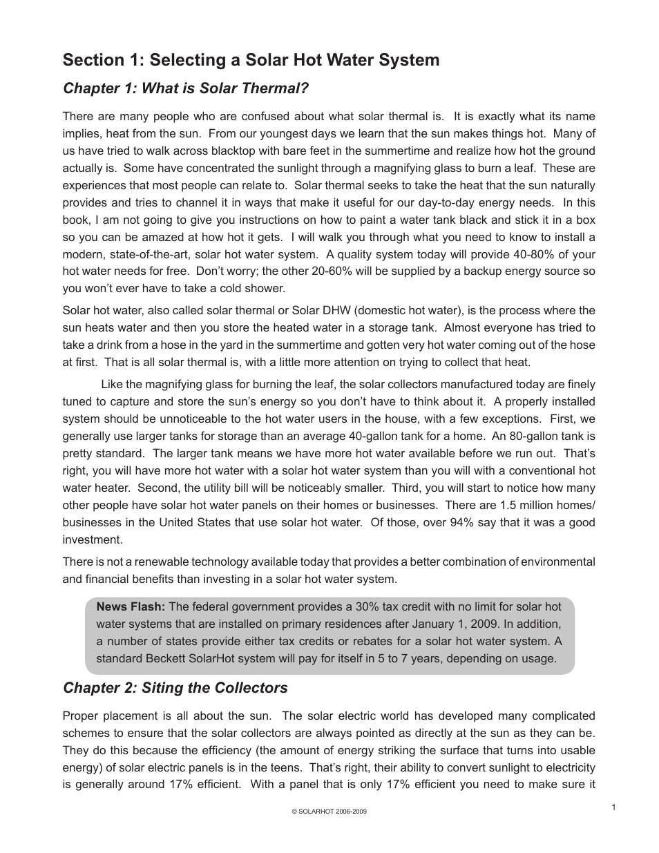 Chapter 1: what is solar thermal, Chapter 2: siting the collectors | Beckett SolarHot User Manual | Page 5 / 28