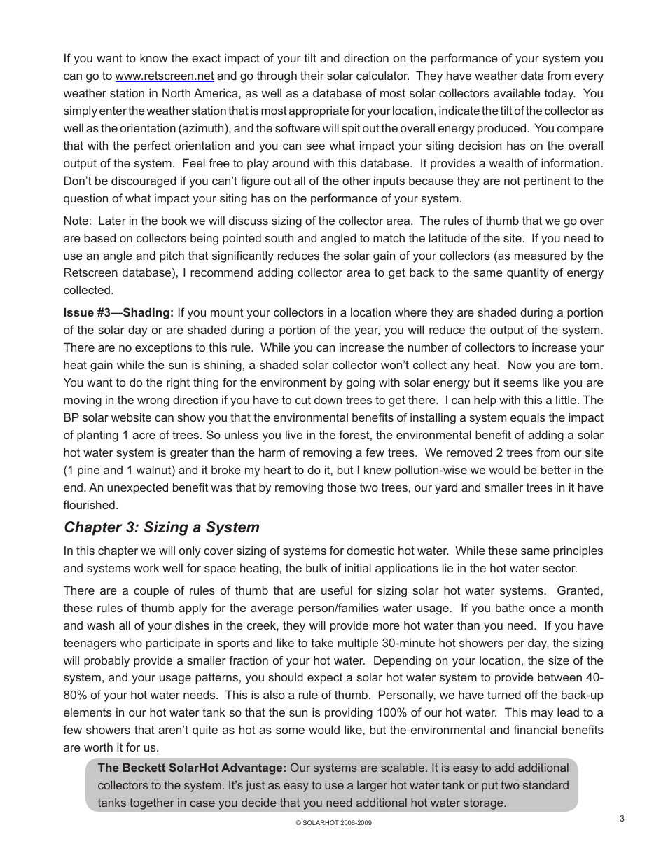 Chapter 3: sizing a system | Beckett SolarHot User Manual | Page 7 / 28