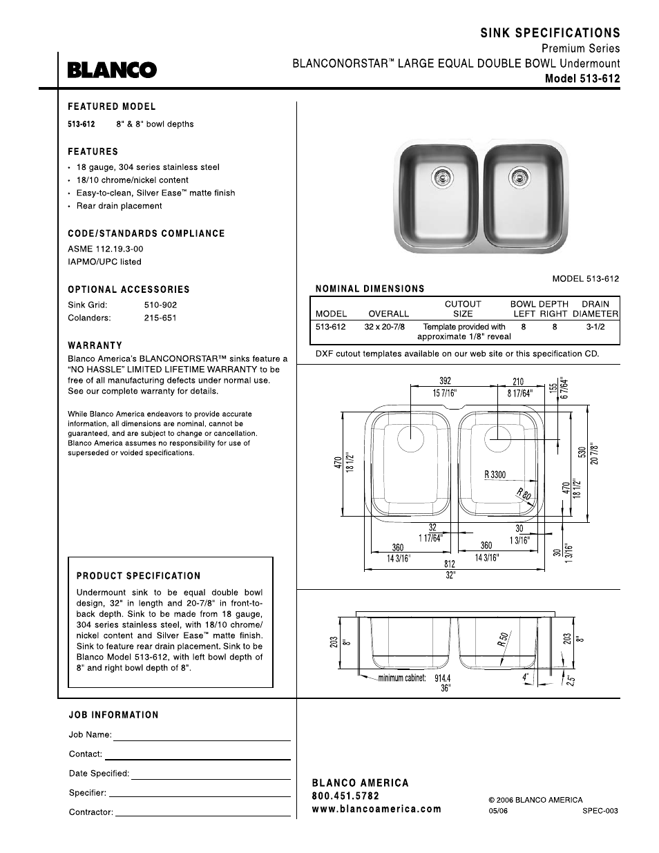 Blanco 513-612 User Manual | 1 page