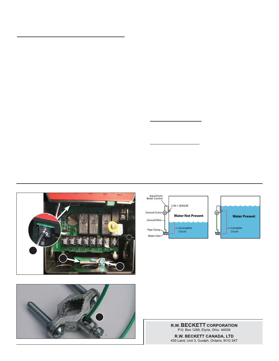 Ab c d, Test the low water cut-off (lwco) safety function, Instructions: installing the 2-in-1 sensor | Beckett AquaSmart 2N1 sensor User Manual | Page 2 / 2