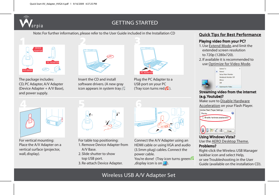 Warpia SWP100A Quick Start Guide User Manual | 1 page