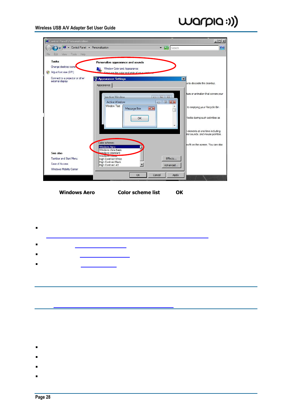 Recommended media player applications, Recommended minimum system requirements | Warpia SWP100A Installation Manual & Troubleshooting Guide User Manual | Page 28 / 37
