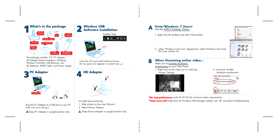Hd adapter, When streaming online video, Vista/windows 7 users | Warpia SWP550 User Manual | Page 2 / 8