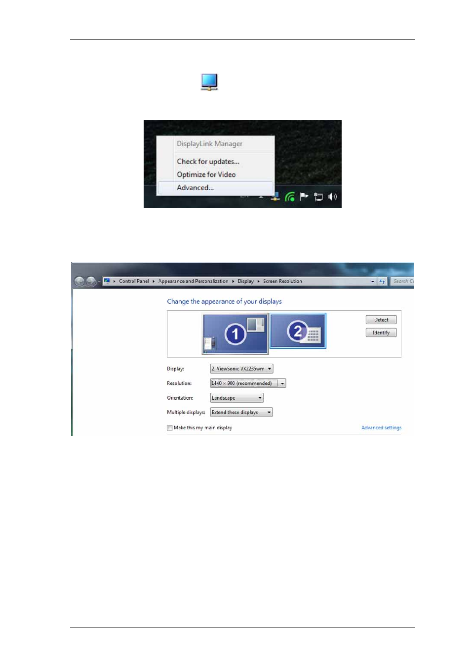 Configure screen options in windows 7 | Warpia SWP120A Installation Manual & Troubleshooting Guide User Manual | Page 29 / 84