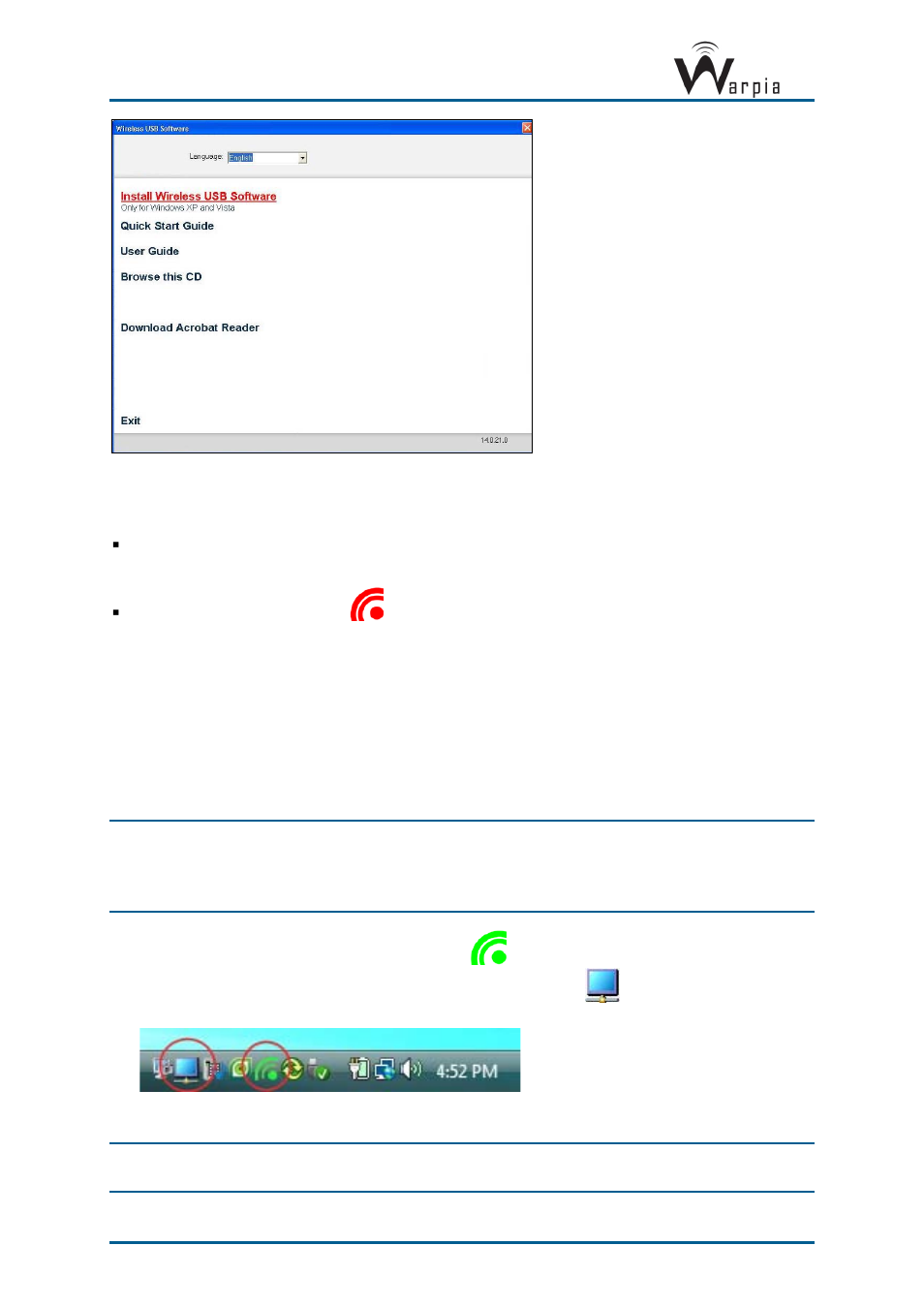 Connect the pc adapter to the pc, Connect the easy dock, 1 connect the pc adapter to the pc | 2 connect the easy dock | Warpia SWP200 Windows Installation Manual & Troubleshooting Guide User Manual | Page 10 / 38