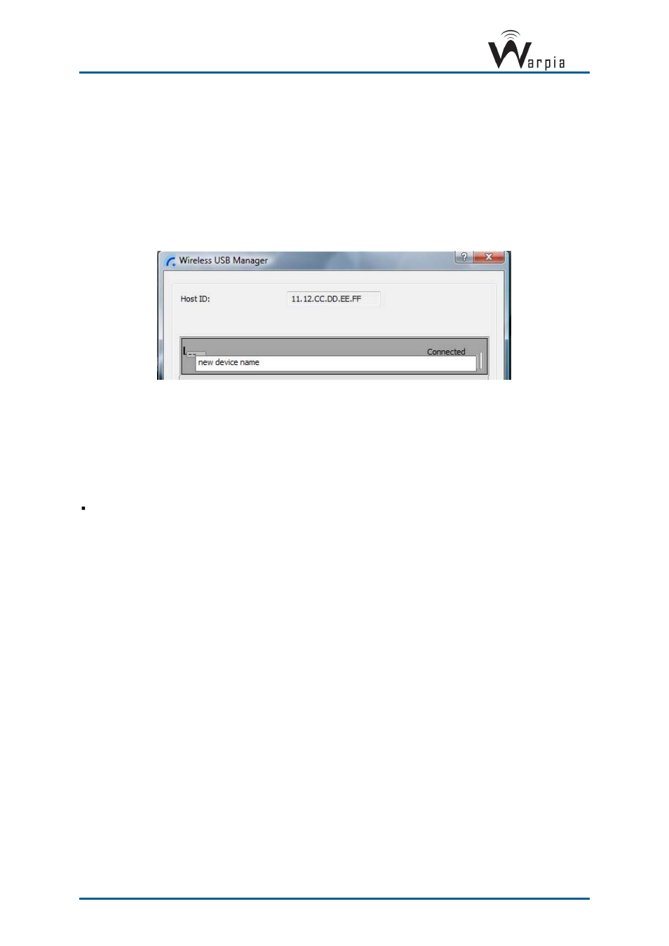 Changing device names in the wireless usb manager, Advanced settings, 5 advanced settings | Warpia SWP200 Windows Installation Manual & Troubleshooting Guide User Manual | Page 16 / 38