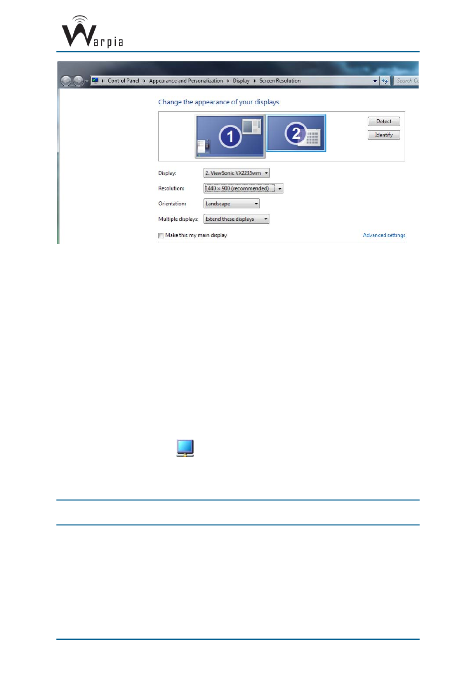 Configuring display in windows xp/vista, 3 configuring display in windows xp/vista | Warpia SWP200 Windows Installation Manual & Troubleshooting Guide User Manual | Page 21 / 38