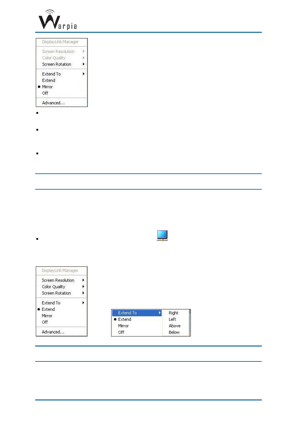 2 setting extend mode | Warpia SWP200 Windows Installation Manual & Troubleshooting Guide User Manual | Page 23 / 38