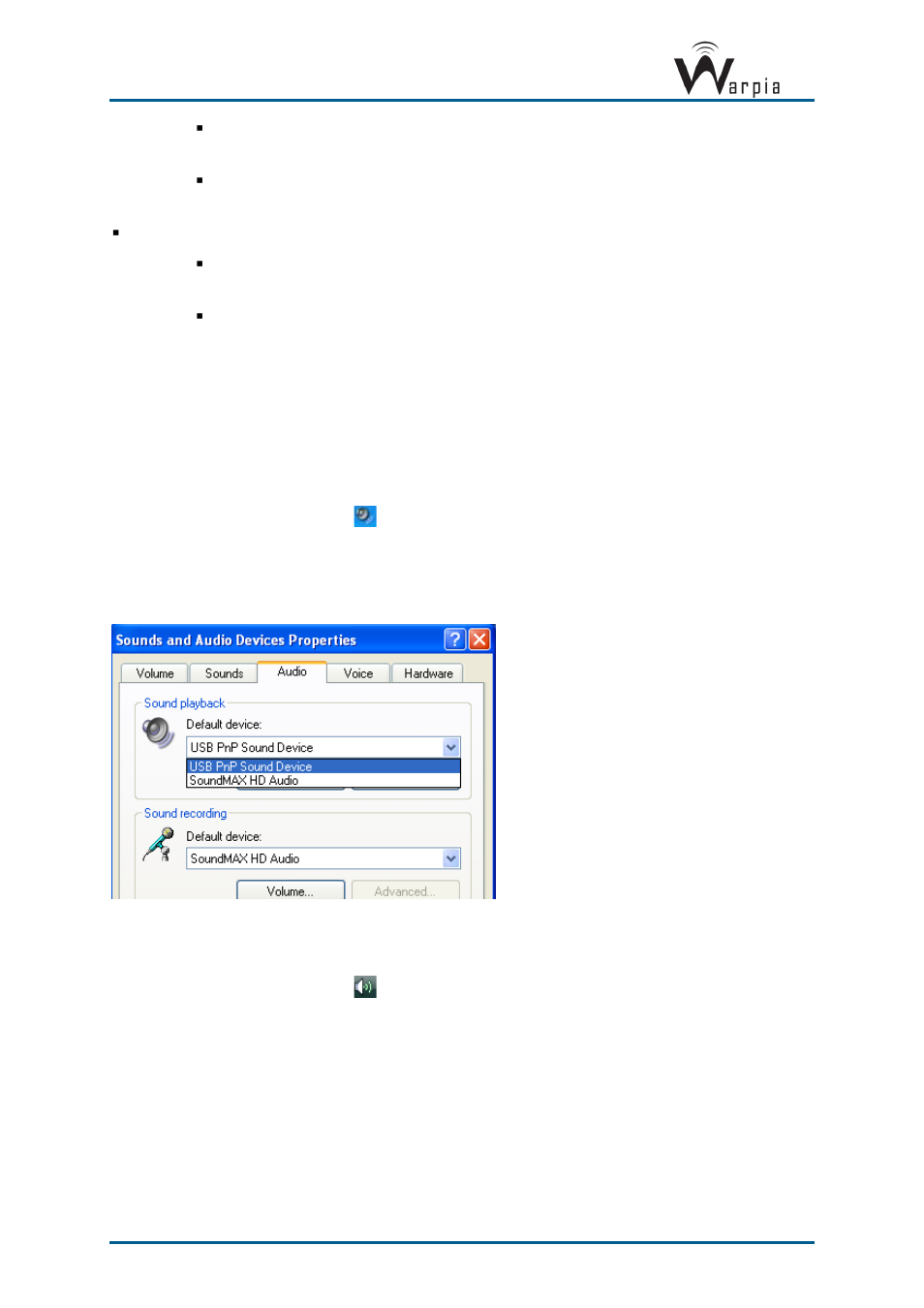 Setting audio output device, 5 setting audio output device | Warpia SWP200 Windows Installation Manual & Troubleshooting Guide User Manual | Page 30 / 38