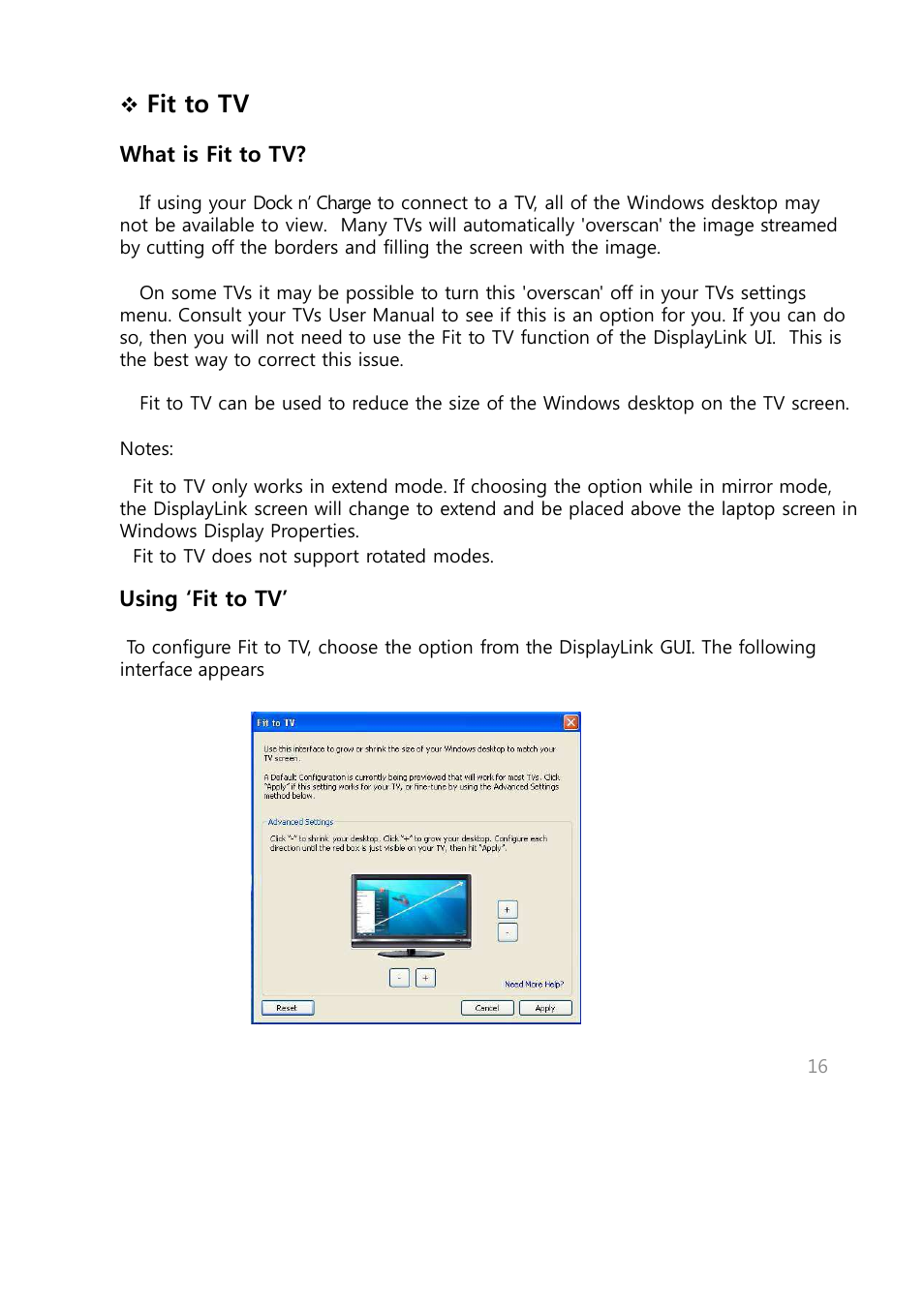 Fit to tv, What is fit to tv, Using ‘fit to tv | Warpia SWP240 User Manual | Page 16 / 28