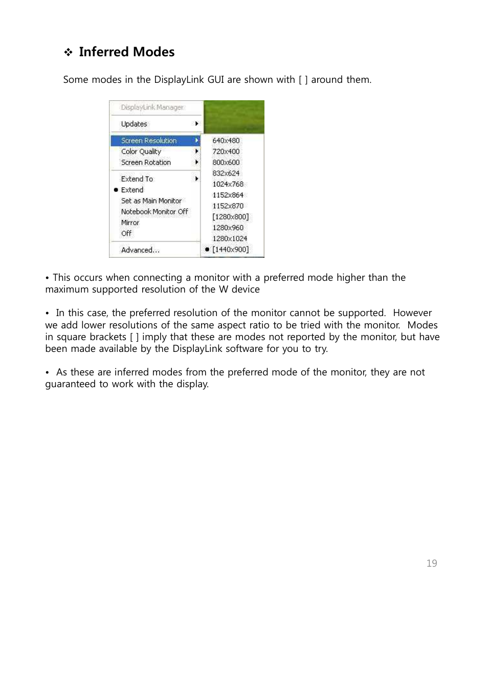 Inferred modes | Warpia SWP240 User Manual | Page 19 / 28