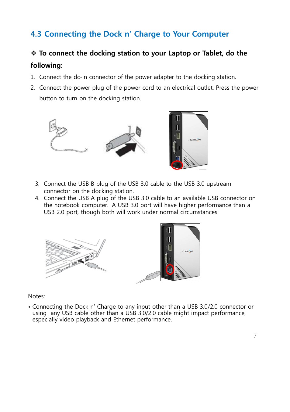 3 connecting the dock n’ charge to your computer | Warpia SWP240 User Manual | Page 7 / 28