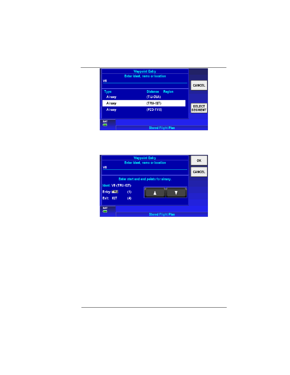 Figure 2-95: select airway segment, Figure 2-96: select entry and exit points | BendixKing AV8OR User Manual | Page 111 / 368