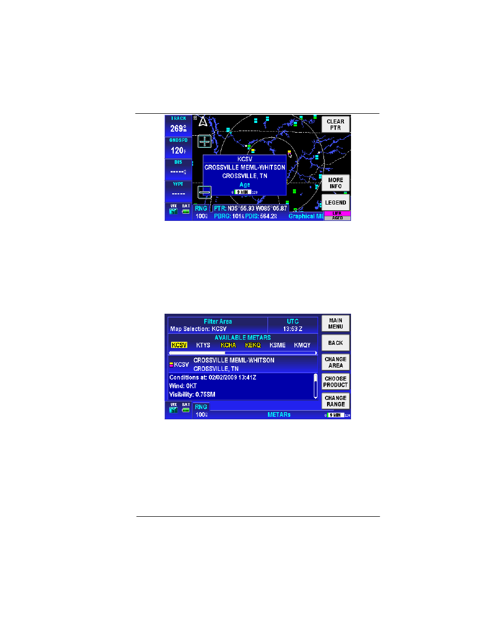 Graphical pireps (usa only), Figure 2-130: wx: – graphical metars data box | BendixKing AV8OR User Manual | Page 135 / 368