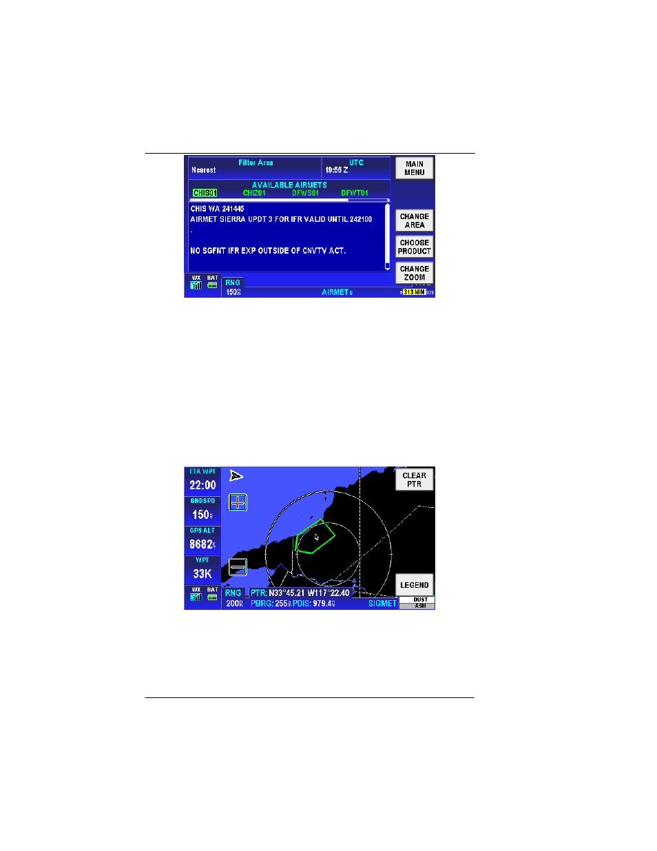 Graphical sigmets (usa only), Figure 2-140: wx – graphical sigmets | BendixKing AV8OR User Manual | Page 140 / 368