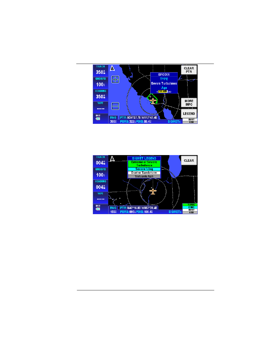 Figure 2-141: wx – graphical sigmet popup window, Figure 2-142: wx – graphical sigmet legend | BendixKing AV8OR User Manual | Page 141 / 368