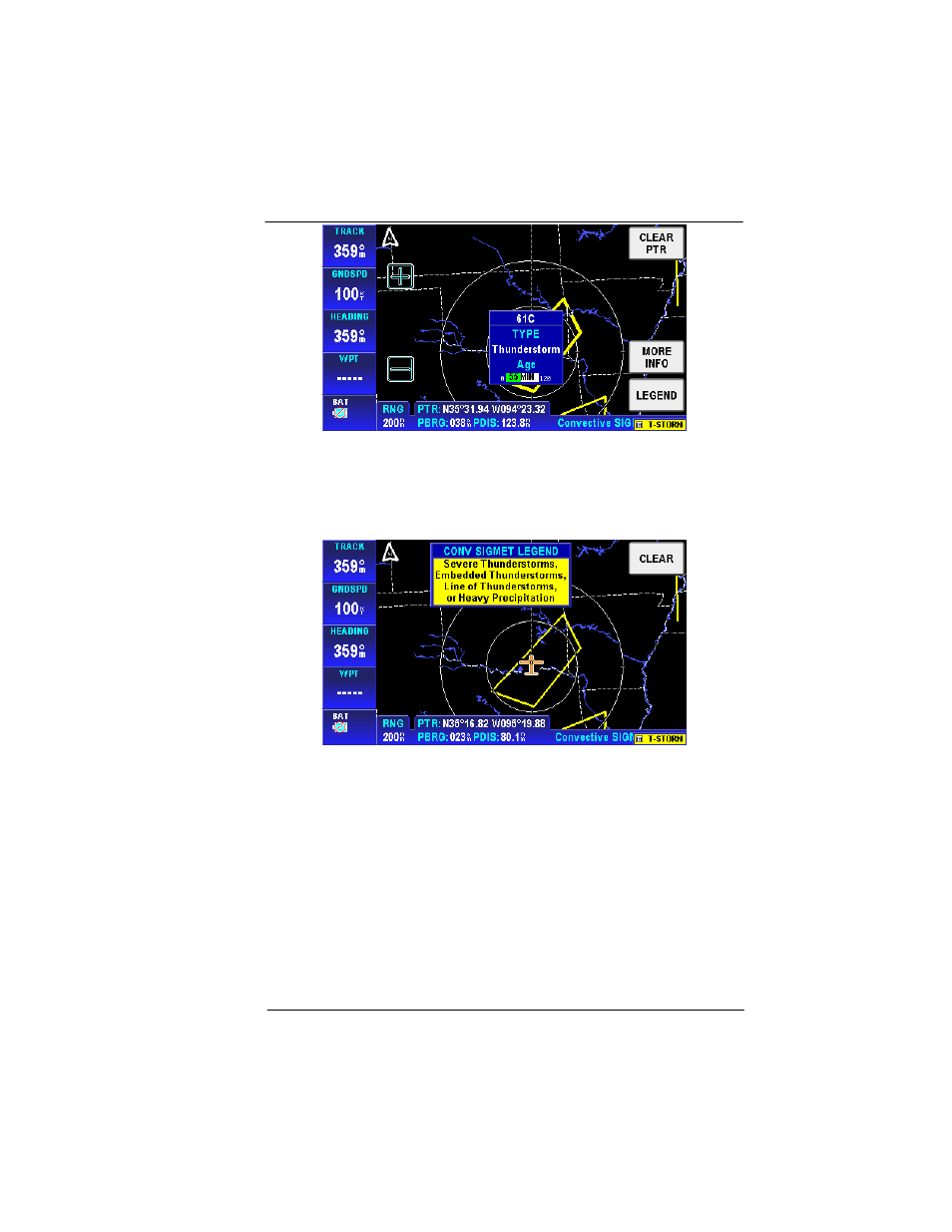 Figure 2-145: wx – graphical conv sigmet popup, Figure 2-146: wx – graphical conv sigmet legend | BendixKing AV8OR User Manual | Page 143 / 368