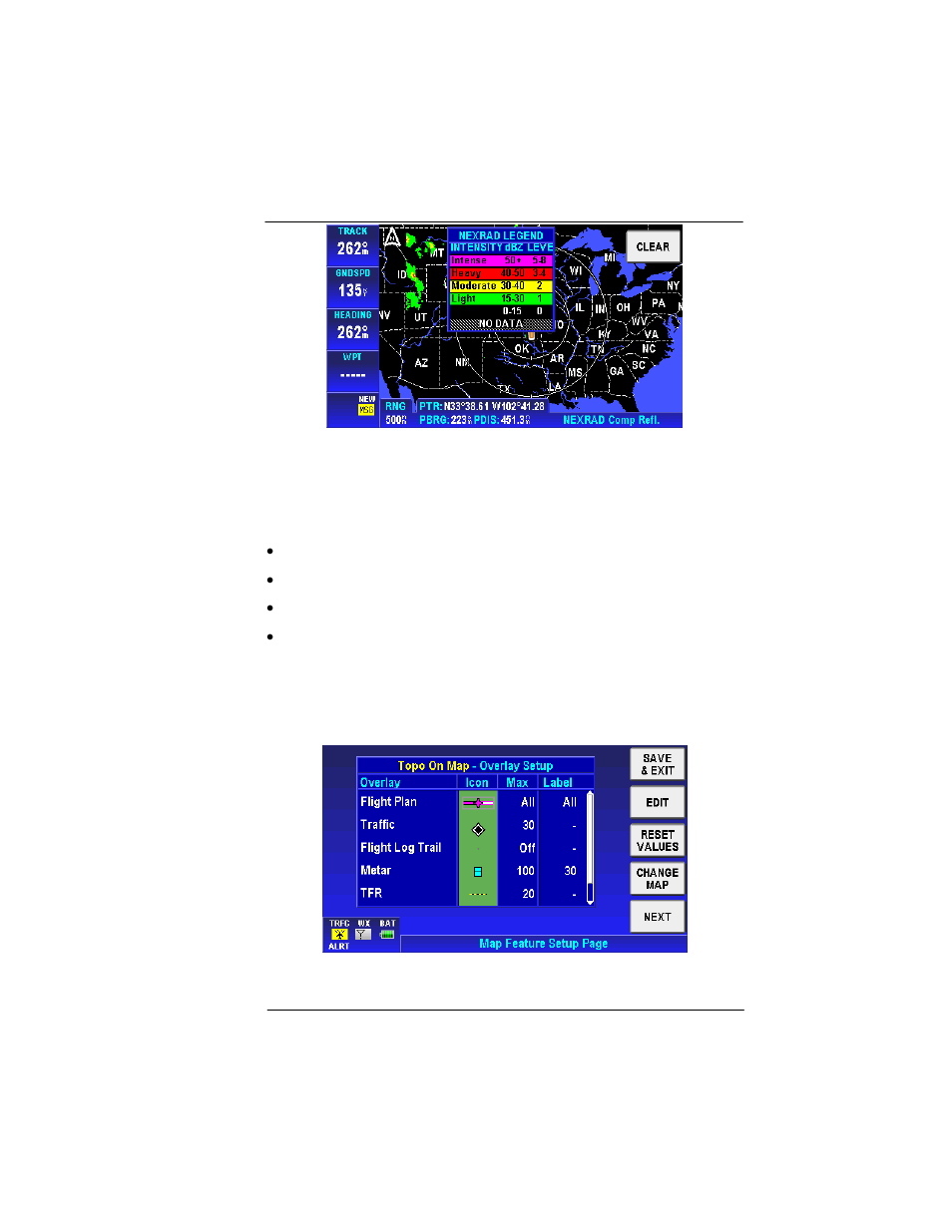 Xm overlays, Figure 2-162: wx – legend info, Figure 2-163: topo on map – overlay setup | BendixKing AV8OR User Manual | Page 155 / 368