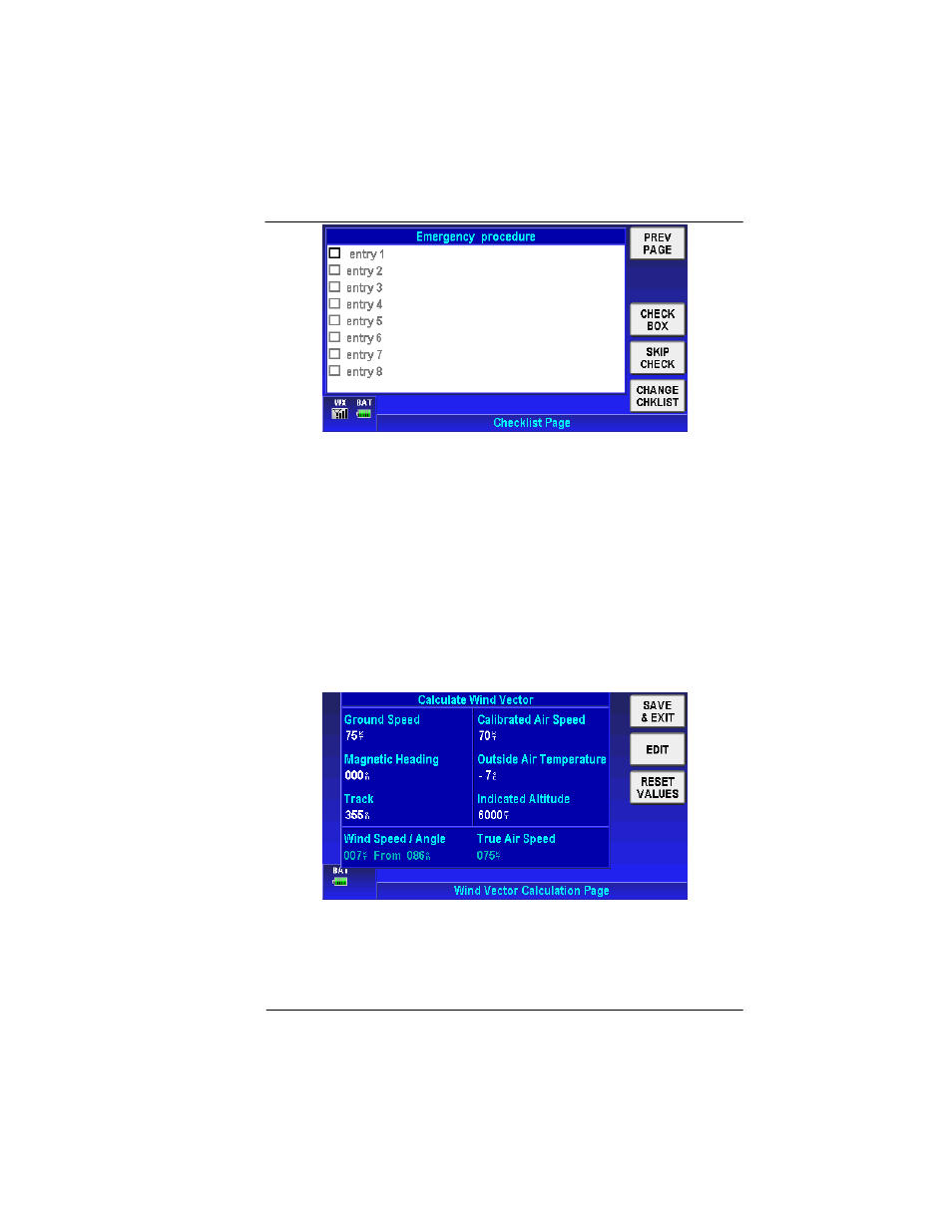 Wind vector calculator page | BendixKing AV8OR User Manual | Page 175 / 368