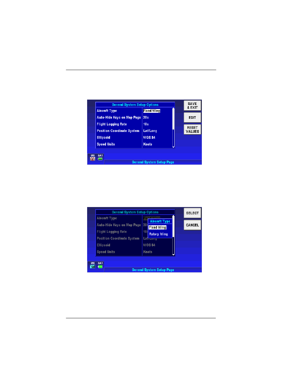 General system setup, Figure 2-196: system setup – setting values, General system setup sectio | To the, General, System setup | BendixKing AV8OR User Manual | Page 186 / 368