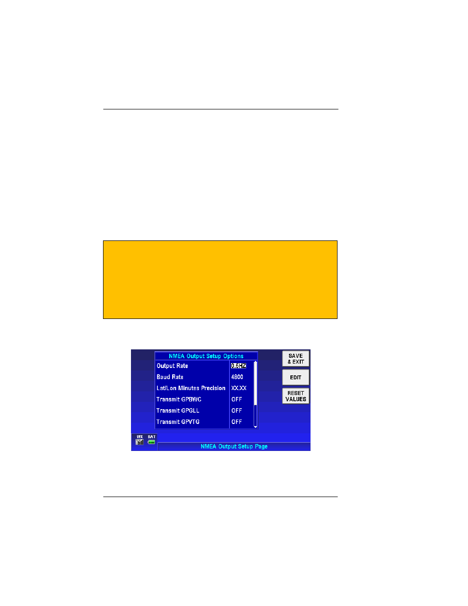 Nmea output setup | BendixKing AV8OR User Manual | Page 208 / 368