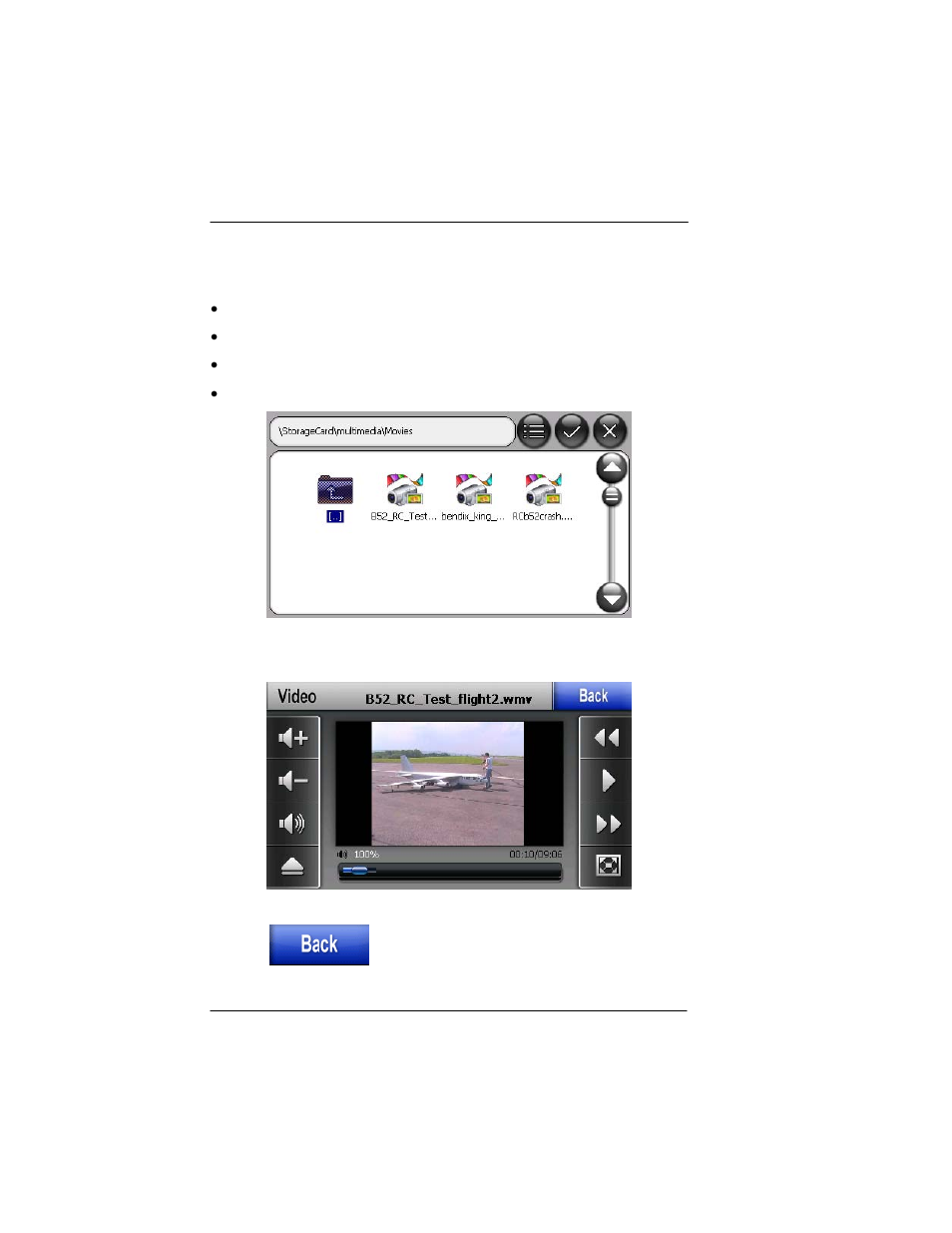 Figure 4-6: movie player – searching for a movie, Figure 4-7: movie player – playing a movie | BendixKing AV8OR User Manual | Page 334 / 368