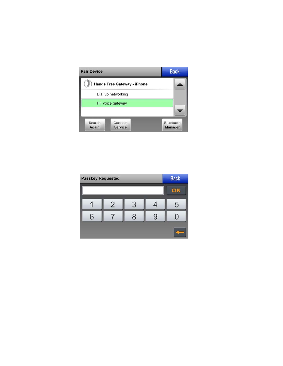 Figure 6-9: bluetooth – pair device, Figure 6-10: bluetooth passkey required | BendixKing AV8OR User Manual | Page 362 / 368