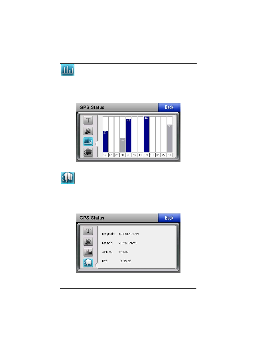 Gps signal strength, Current position, Figure 1-12: gps information of current position | BendixKing AV8OR User Manual | Page 38 / 368