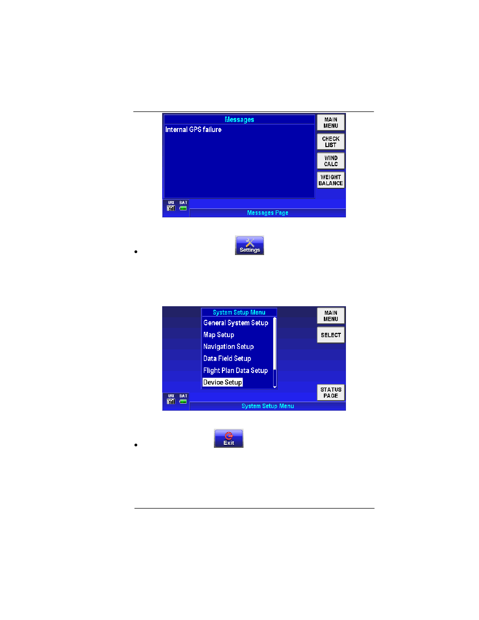 Settings, Exit | BendixKing AV8OR User Manual | Page 49 / 368