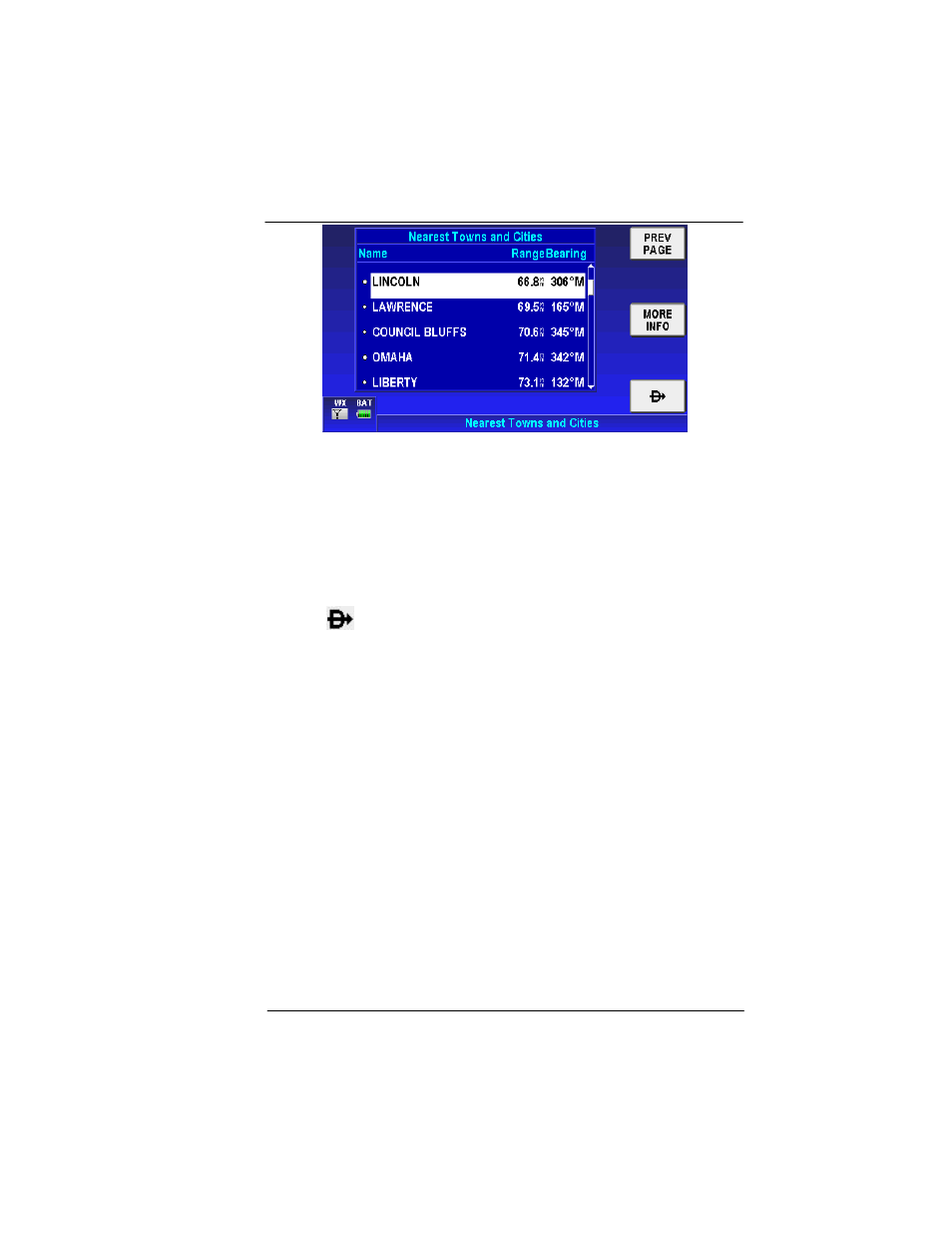 Waypoint alert, Figure 2-48: nearest towns and cities | BendixKing AV8OR User Manual | Page 83 / 368